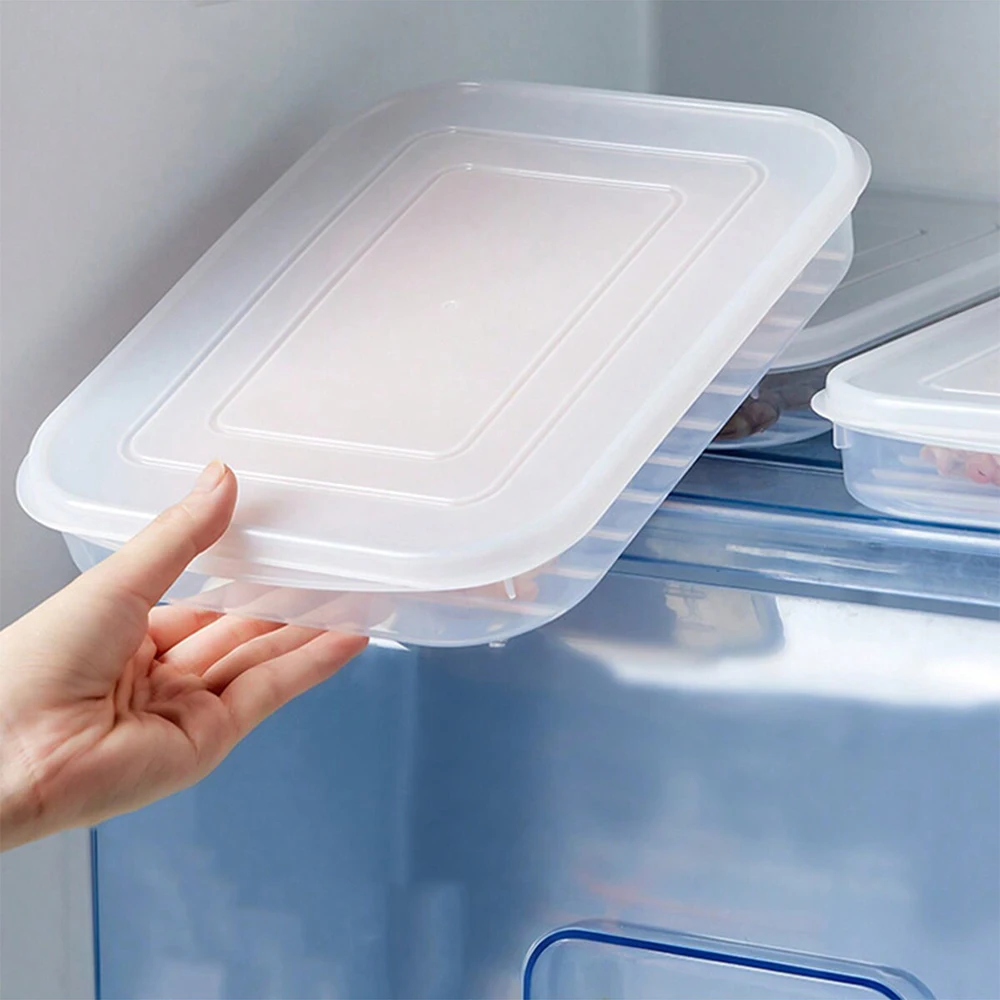 1pc Transparent With cover Grid Refrigerator Large Capacity Storage Box Frozen Meat Compartment Food Sub-packed Kitchen Tools