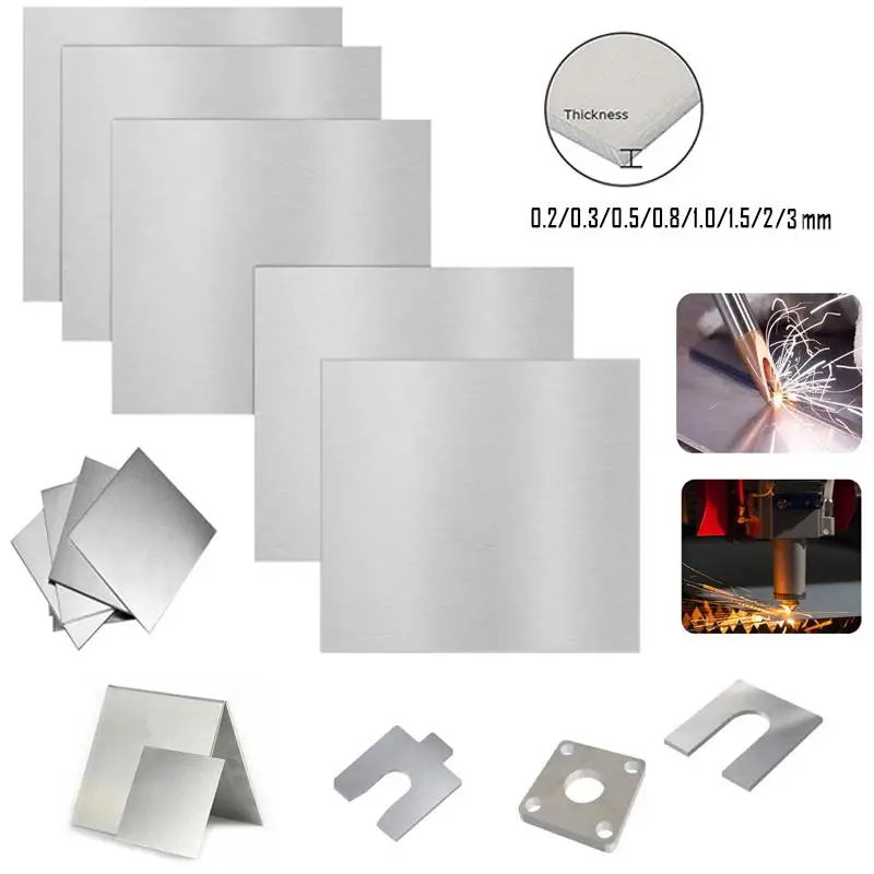 Plaque Carrée Acier Inoxydable 304 - 0,5x60x60 Mm, Surface Polie/brossée, Pour Bricolage Et Précision