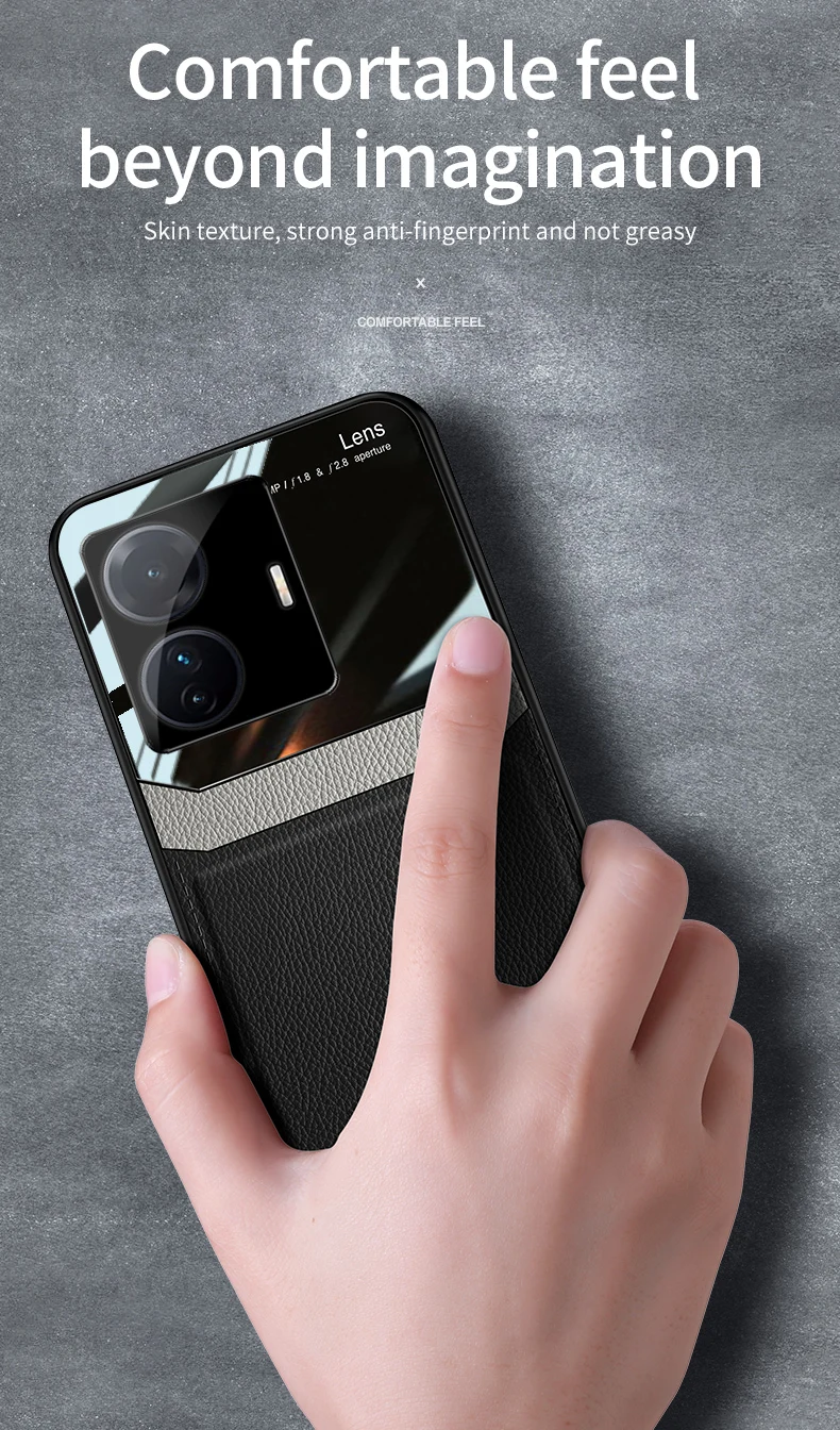 KEYSION Fashion Schutzhülle für VIVO T1 5G T1 Pro 5G India S15E, Leder, Glas, Silikon, Handyrückseite für IQOO Z6, stoßfest _voghion.com