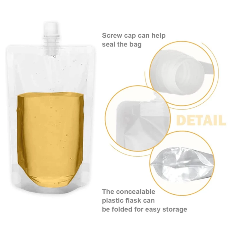 30Sets 100ml-500ml Travel Storage Bag Spout Pouches Sealed Juice Storage Beverage Ice Cold Drink Dose Calories Control Bag