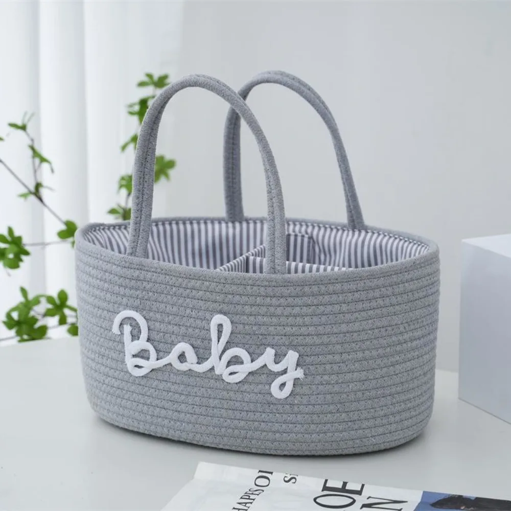Large Capacity Baby Nappy Organiser Cotton Rope Portable Diaper Storage Bag Foldable Versatile Cosmetics Storage for Newborn