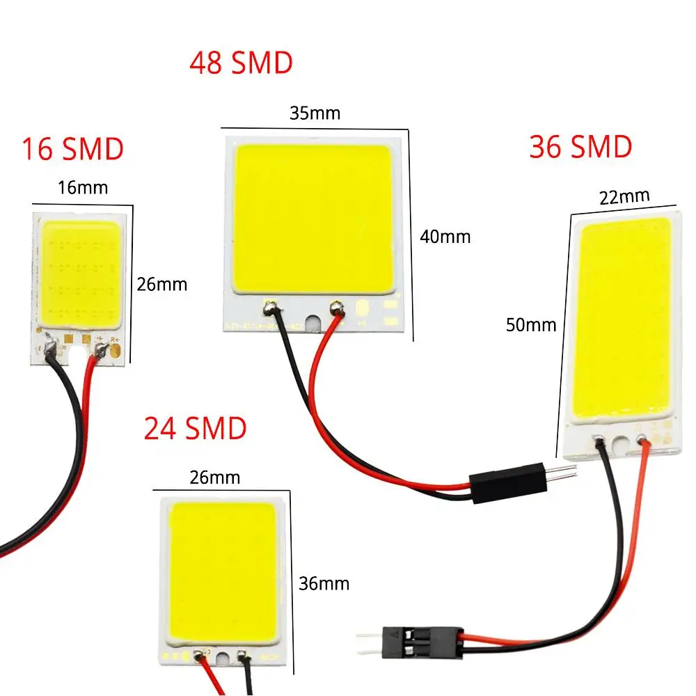 T10 W5W Auto Interior Reading 24SMD 36SMD 48SMD cob Dome Festoon Brake License Panel Door Led Trunk Lamp Clearance Car Light 12v