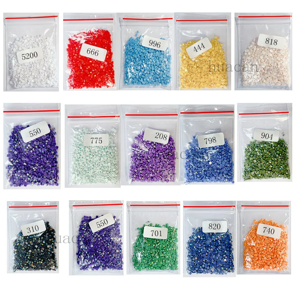 Diamond Painting Diamond Painting Accessories Embroidery Rhinestones HUACAN AB Square Drill Embroidery Color Rhinestone Diamond Painting Mosaic Stones Resin Electroplating Gift Making