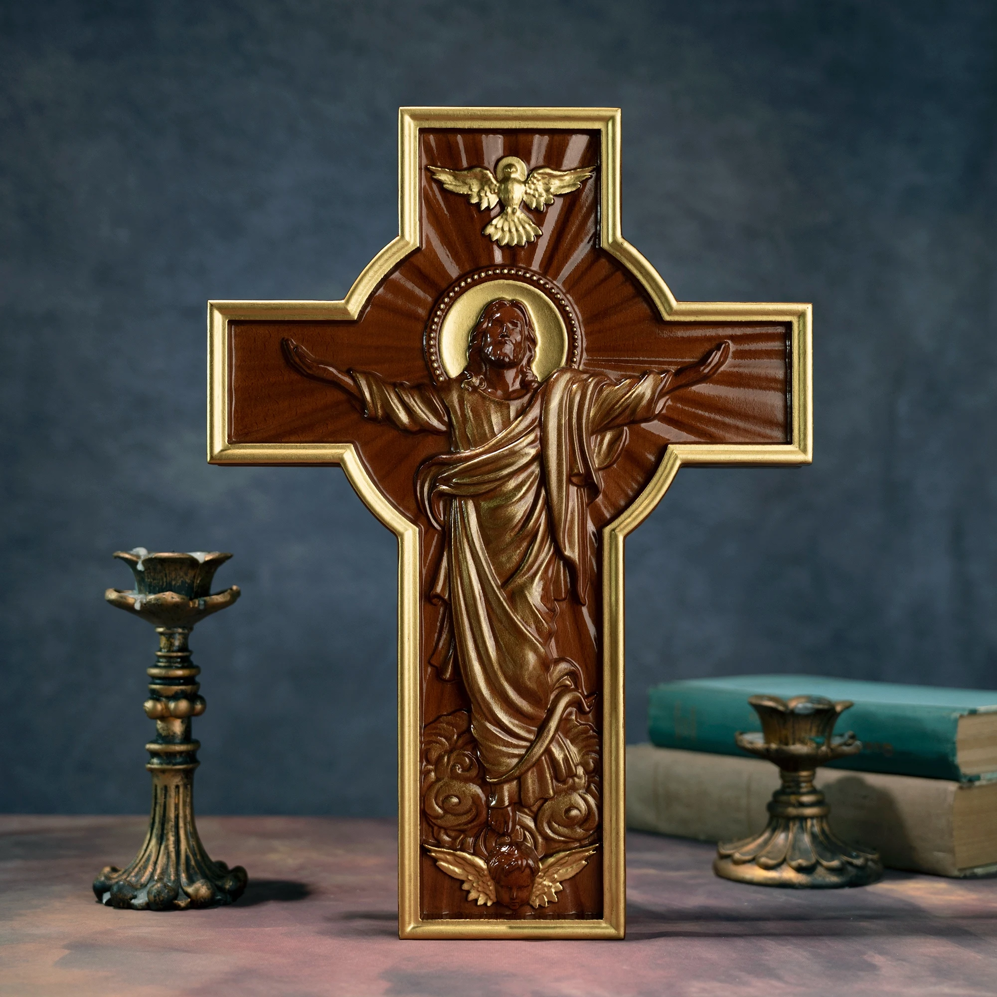 

Jesus Christ Wooden Cross Wall Decor Home Church Catholic Cross Solid Wood Carving Christian Wall Cross Religious Easter Gift