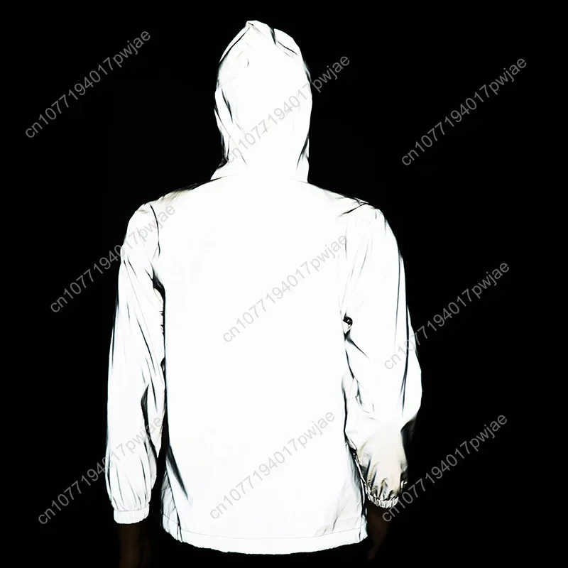 Custom Reflective Jacket Mens Womens Coat Hooded Windbreaker Runing Outdoor Jackets Cycling Hiking Zipper Customized Hoodie