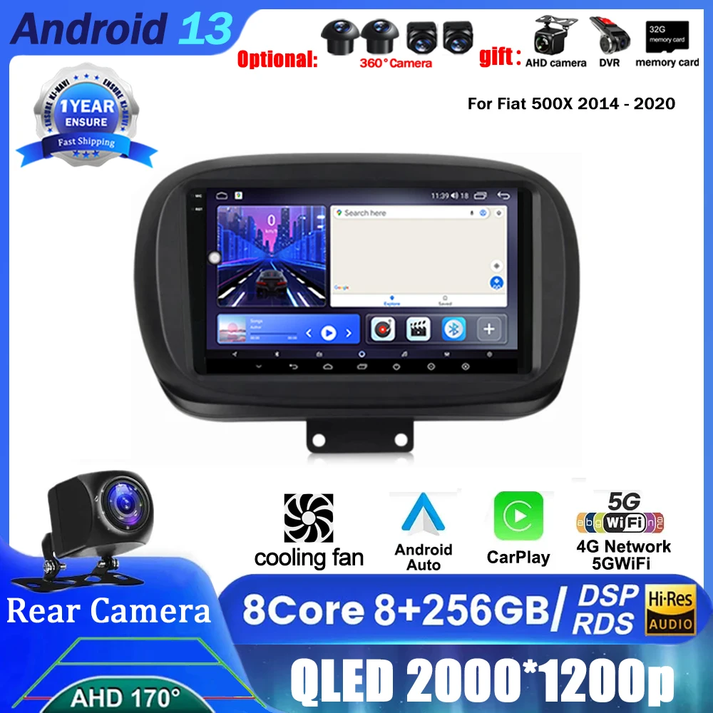 

Android 13 Car Radio For Fiat 500X 2014 - 2020 Multimedia WIFI 4G Auto Video Navigation GPS Track Carplay 2din DVD QLED DSP BT