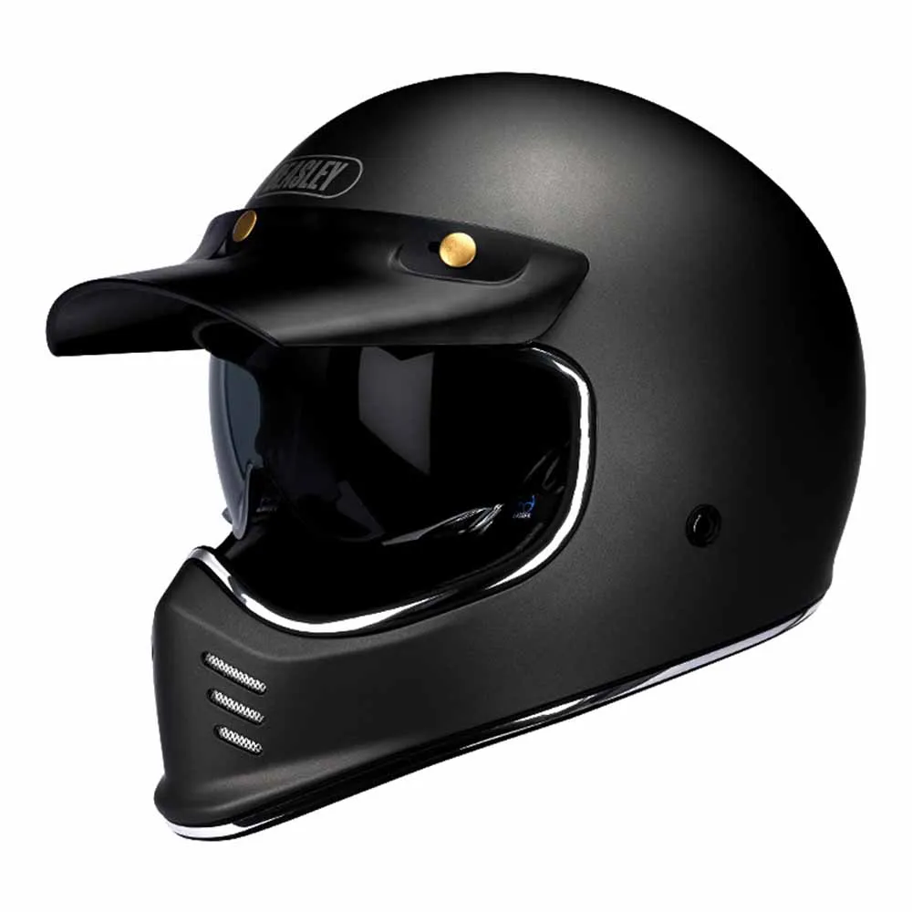 

Matte Black Vintage Full Face Racing Helmet Wear-Resistant Motorcycle Accessories Breathable Motocross Kask Anti-Fall Protection