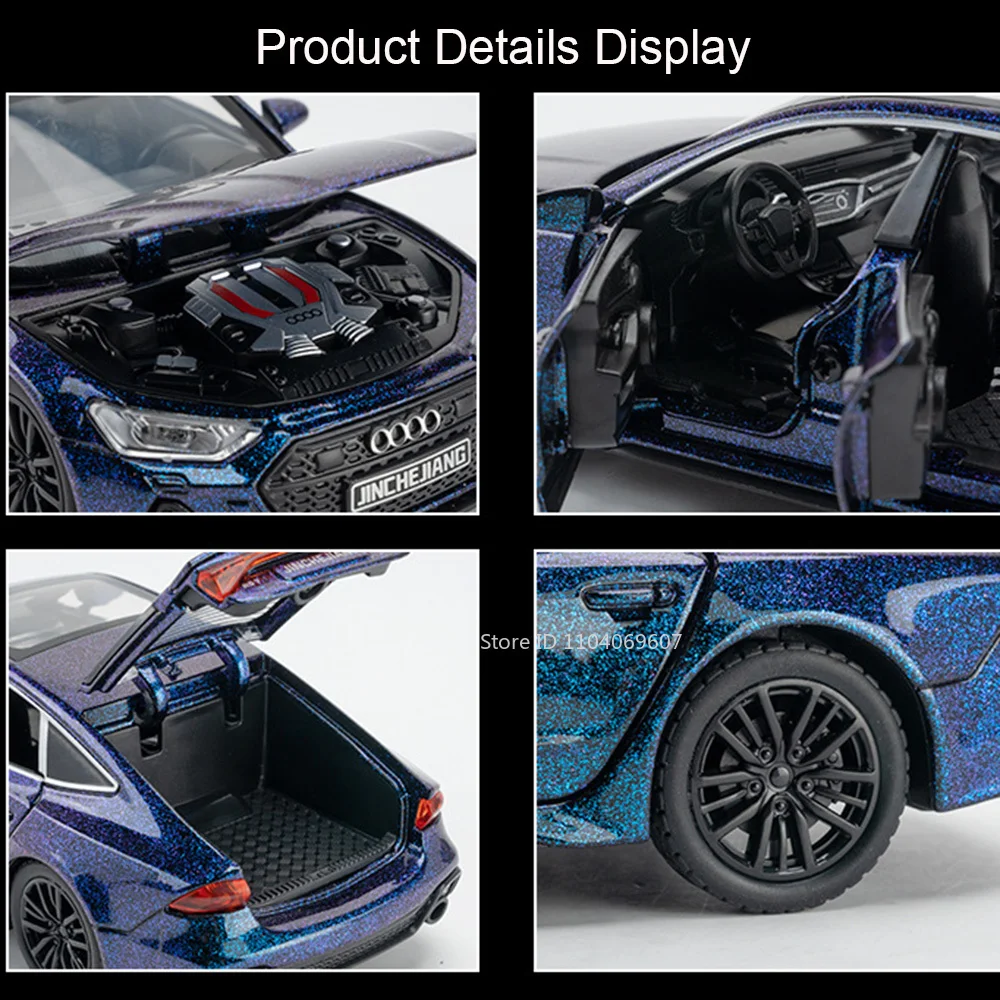 Alloy Diecast Miniature Toy Car with Opening Doors, Sound, Light, and Pull-Back Action