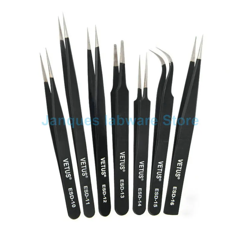 

High elasticity precision antistatic stainless steel tweezers ESD-10/11/12/13/14/15/16 For Lab Repair Tools