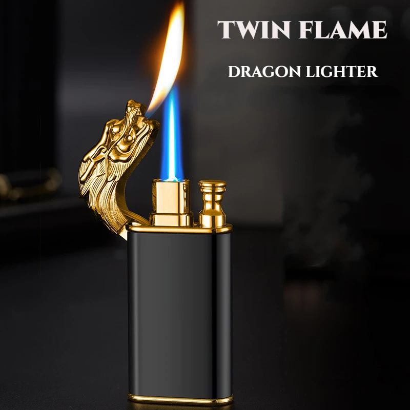 Metal Luminous Tiger Dragon Lighter Convertible Jet Flame & Naked Flame