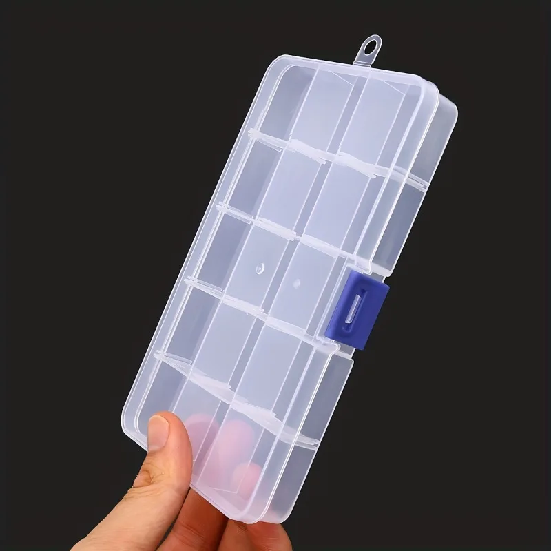 1pcs 15 Grids Plastic Transparent Jewelry Storage Box, PortableSorting Storage Box, Storage Organizer For Pill Earring Rings 12 grids clear plastic jewelry box compartment container for beads crafts jewelry detachable pill case earring storage box