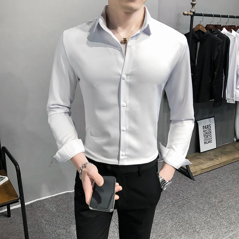 

Y2K Весенняя Новая мужская рубашка-карго в стиле ночного клуба модная мужская брендовая качественная Роскошная приталенная рубашка с длинным рукавом белая рубашка Techwear