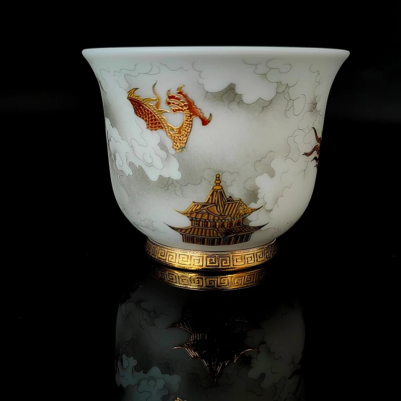 Chinese Ceramic Vintage Beautiful Porcelain Jingdezhen Aesthetic Teeware Teware Kung Fu Tea Cup For Oolong Tieguanyin Ceremony