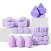 12Pcs Makeup Sponge Blender Beauty Egg Foundation Sponges Cosmetic Powder Puff Spa Headband Wristband Make Up Tools Accessories 2