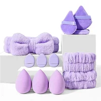 12Pcs Makeup Sponge Blender Beauty Egg Foundation Sponges Cosmetic Powder Puff Spa Headband Wristband Make Up Tools Accessories 2