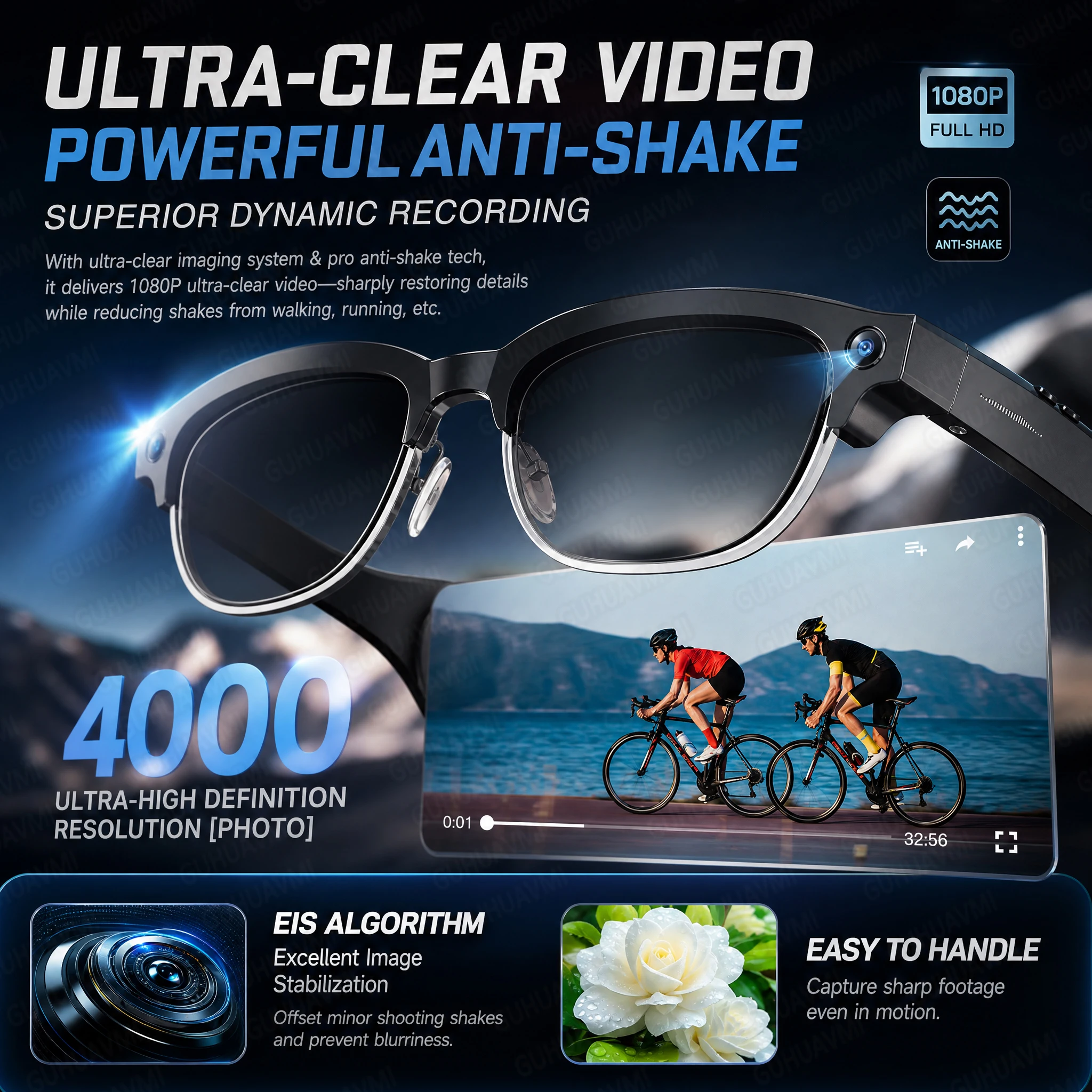 Nuovi Occhiali Smart AI con Traduzione Multilingue, Fotocamera da 800W Pixel, Lettore Video e Musica, Chiamate Business, Occhiali 8K con Cambio Colore per Uomo - immagine 3