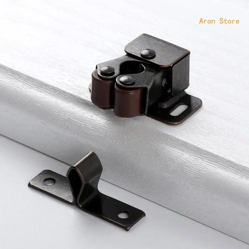 Set of 5 Double Roller Door Catches Durable Cupboard Cabinet Door Catch with Screws Reliable Twin Roller Closet Catches