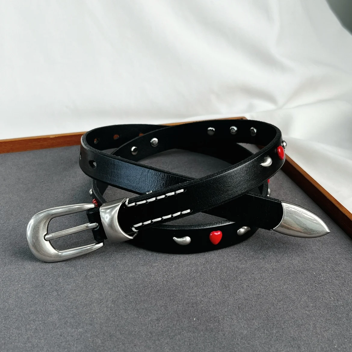 Women Love and Tears Leather Belt Black 2cm Waistband - AliExpress