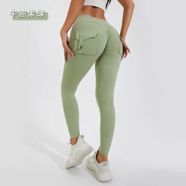Leggings de sport 2026 pour femme avec poches, taille haute, effet push-up, pour yoga et entraînement, effet seconde peau, XP89