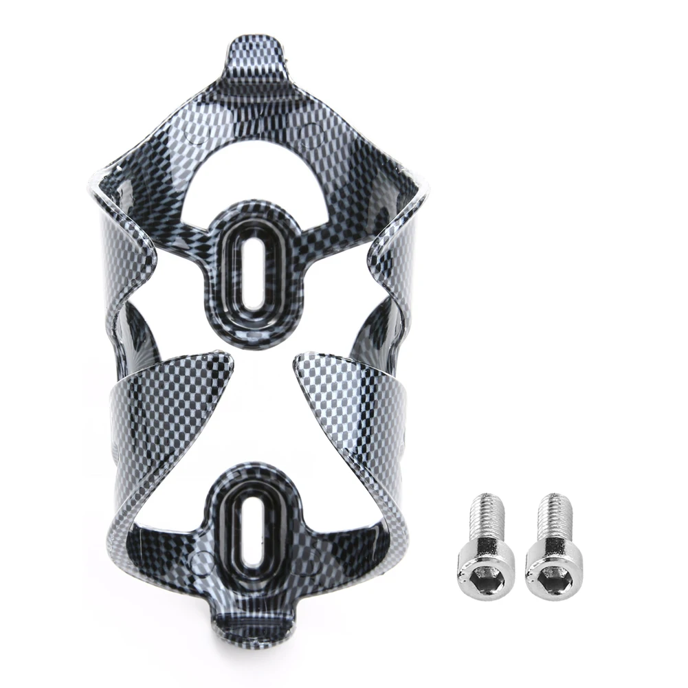 Bike Water Bottle Cage Holder + 2 Screws Cycling Accessory Carbon Fiber Texture Biking Portable Dustproof Cycling Parts