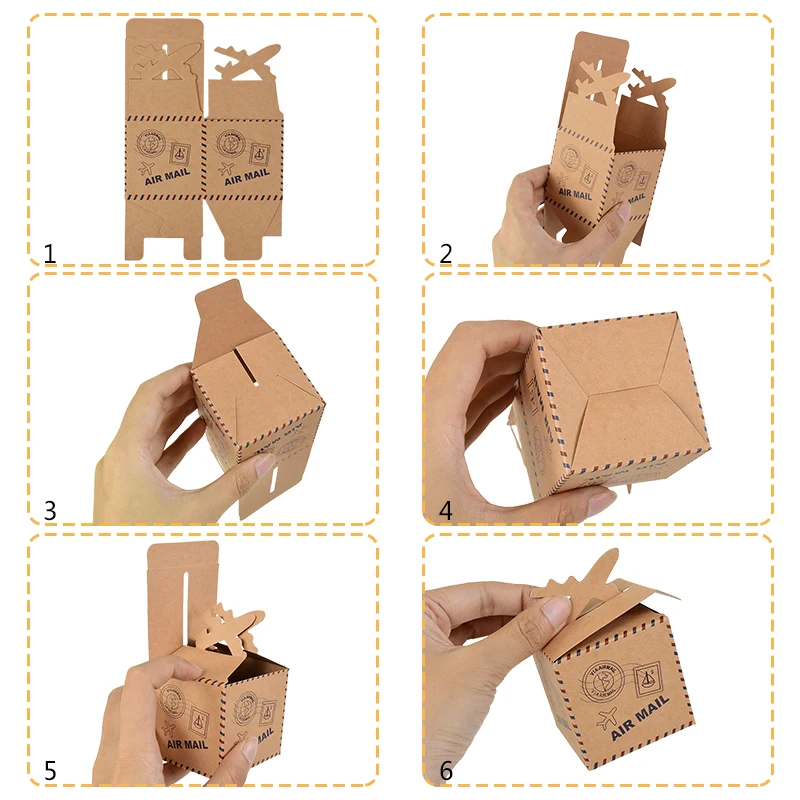 10P Mini Suitcase Candy Boxes with Rope Travel Theme Stamp Decor Kraft Paper Drawable B... - SKU MSCB1140 - UGI Packaging