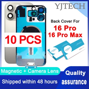 10PCS / Lot 2 in 1 For iPhone 16 Pro Max Back Housing Cover Battery Glass 16 Pro Rear Door Chassis Frame Bezel Metal Plate