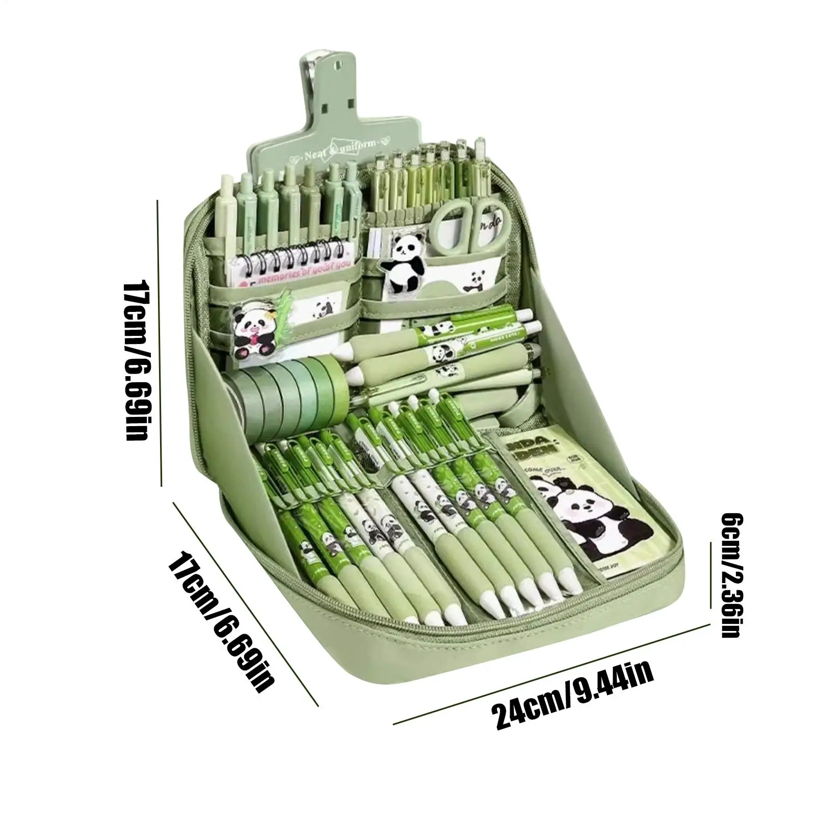 대용량 선물 상자 팬더 문구 세트 필통 풍부한 학습 문구 귀여운 학교 용품 학생용