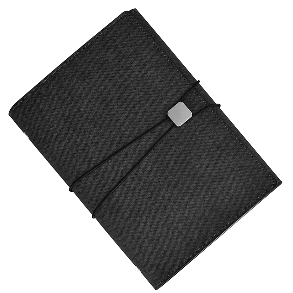 

Business A5 Notebook Creative Diary PU 3-fold Memo Daily Notepad Coins Pen Holder with Strap for Meeting Travel (Grey)