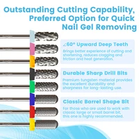 MagiBling Super Cut Small Barrel Nail Drill Bits Tungsten Carbide Upward Teeth Cuticle Hard Gel Polishing Removal Tools 3/32'' 2