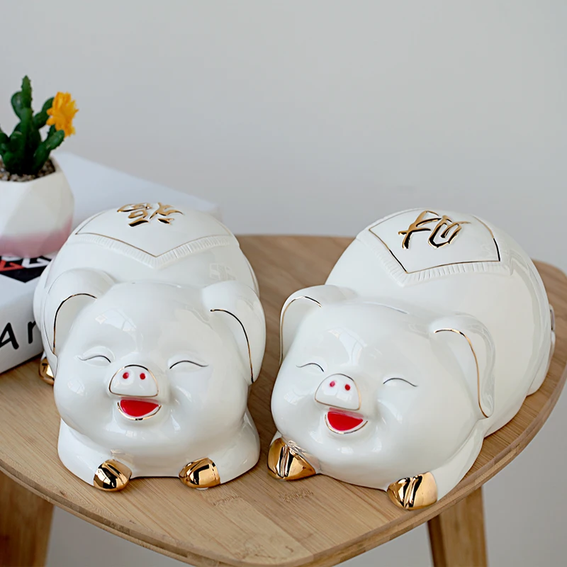 

Secret Money Storage Box Savings Living Room Luxury Ceramic Coin Pig Piggy Bank Papper Money Cute Ornament spaarpot Home Decor