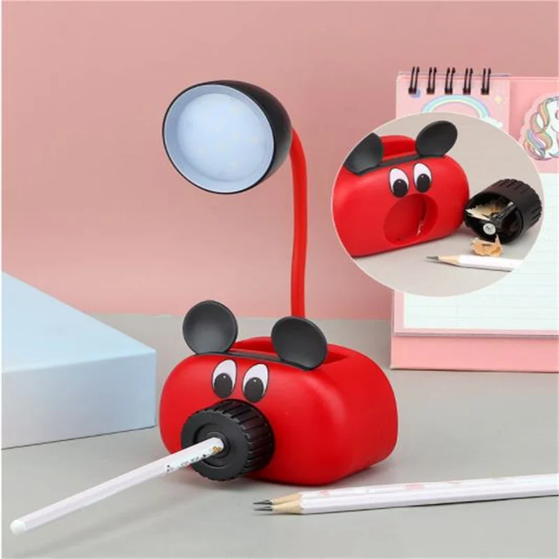 Newest!!! Cartoon USB Rechargeable Lamps Storage Box Night Light LED Pencil Sharpener Small Table Lamp