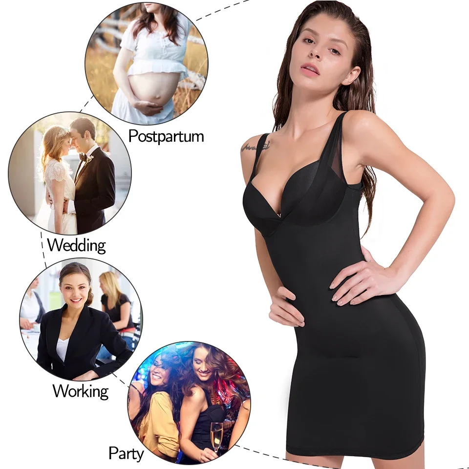 Vaslanda Shaperwear Seamless Full Slips Under Dresses Tummy Control Underskirts Slimming Underwear Smooth Camisole Body Shaper