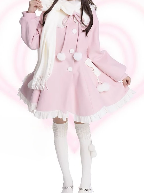 Japanese Kawaii Lolita Lace Patchwork Sweet Dress Coat Women Y2k Aesthetic Contrast Color Dresses Single Breasted Party Vestidos 4