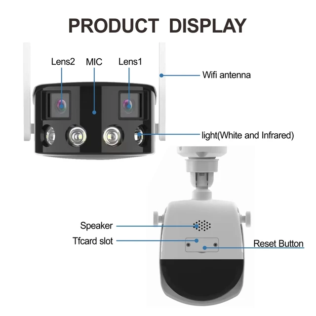 POE Onvif IP Camera WiFi Outdoor Security Surveillance Fisheye Panoramic Dual Lens 180° Ultra Wide Angle 4MP H.265 Two-way Voice - Image 6