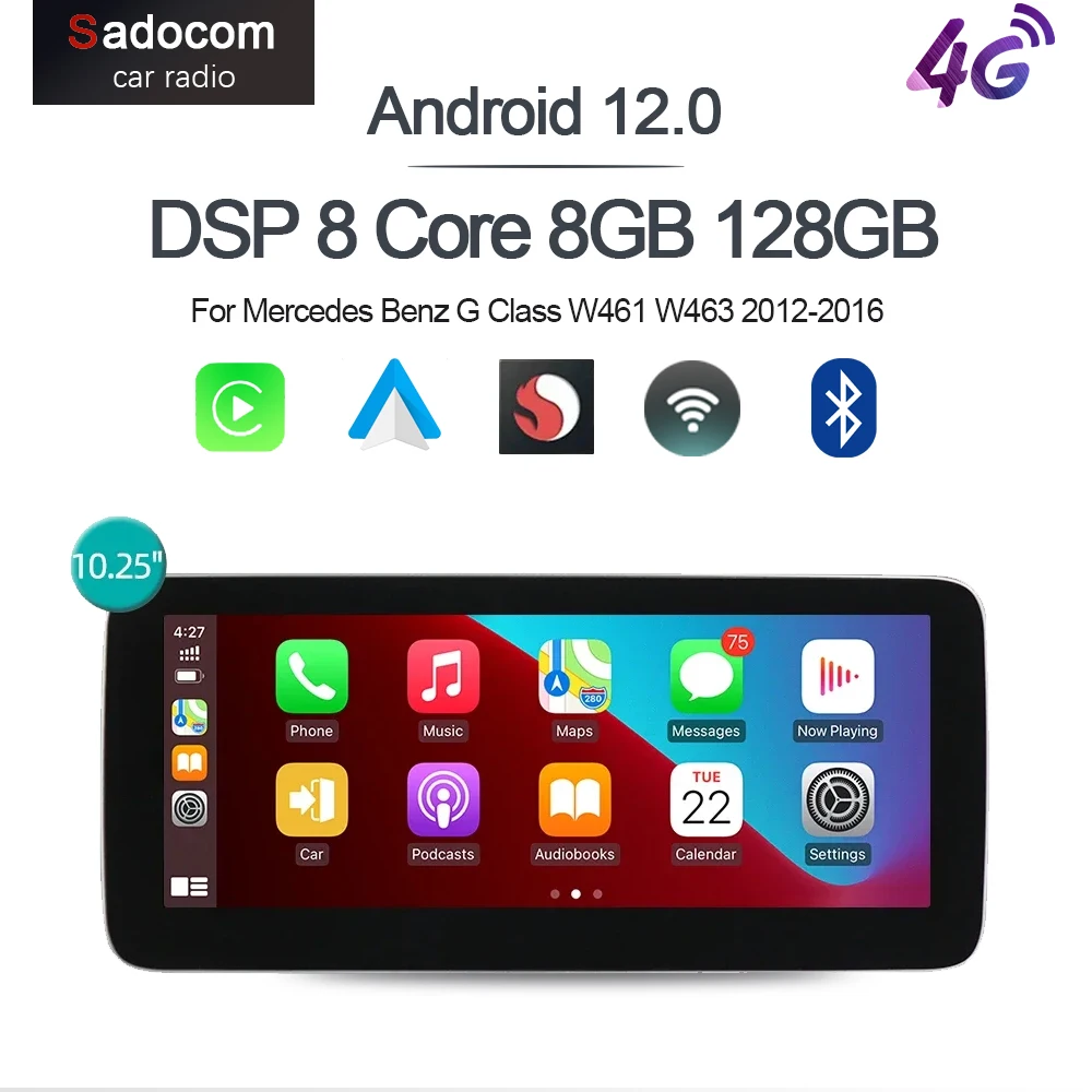 Автомобильное радио Android 12 CarPlay GPS навигация 4G WiFi 1920*720 мультимедийный плеер для Mercedes Benz G Class W461 W463 2012-2016