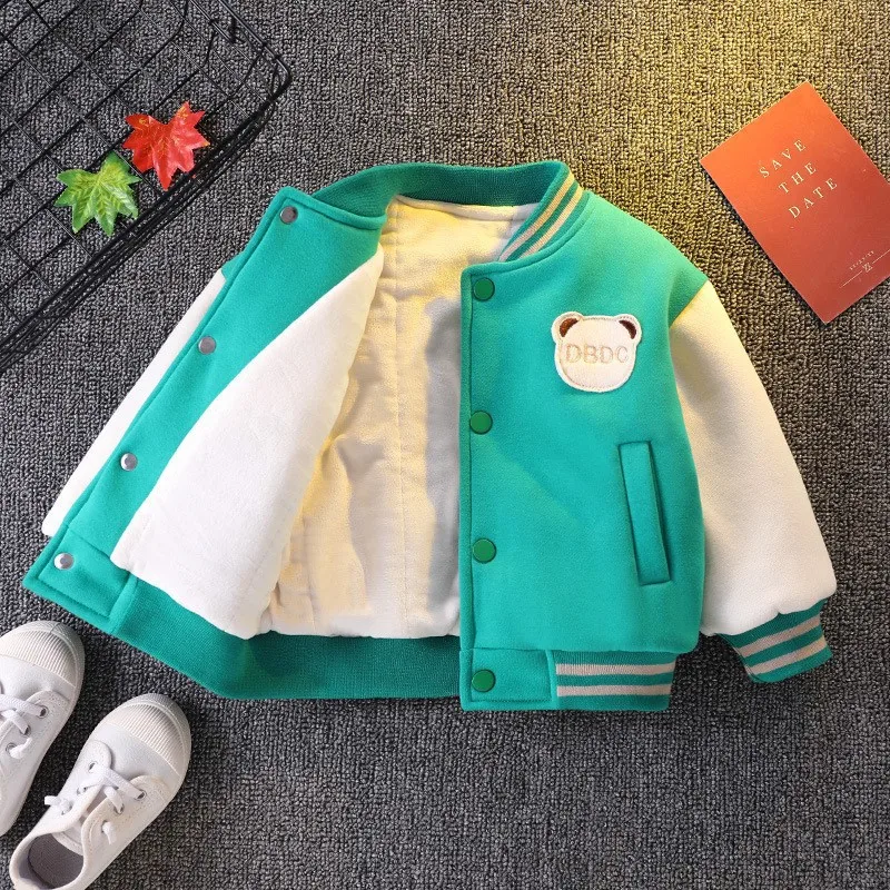 Autumn Winter Baby Boys Thickened Plush Jacket Coats Baseball Clothes Child Fashion Warm Fleece Cotton Padded Clothes Outerwear children jackets