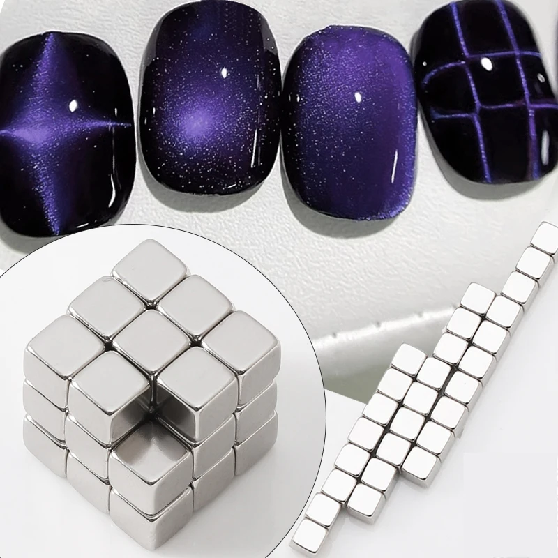 Nails Salon Cube Magnet 27pcs/set Nail Magnetic Stick Square Magnet Multi-Function Cat Eye Magnetic Nail Gel Manicure DIY Tools
