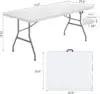 Goplus Folding Tables, 6Ft Foldable Plastic Card Table, Portable Heavy Duty Fold Up Table W/Handle, White Outdoor Utility 3