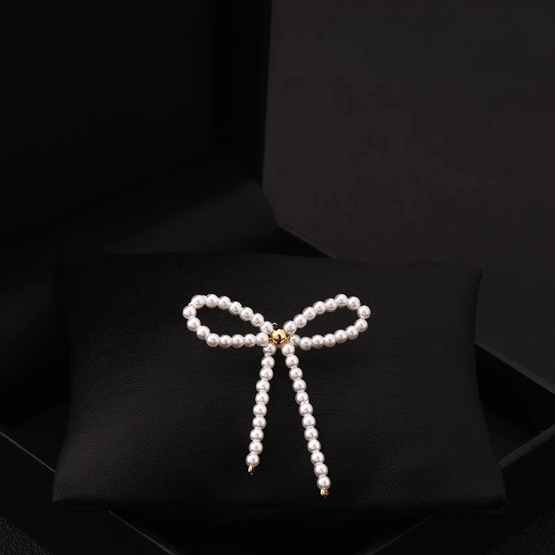 Handmade น่ารัก Bowknot COLLAR PIN High-End ผู้หญิงชุดเข็มกลัดเสื้อคอ Anti-Exposure เสื้อสเวตเตอร์ถัก Fastener Jewel 6039 1