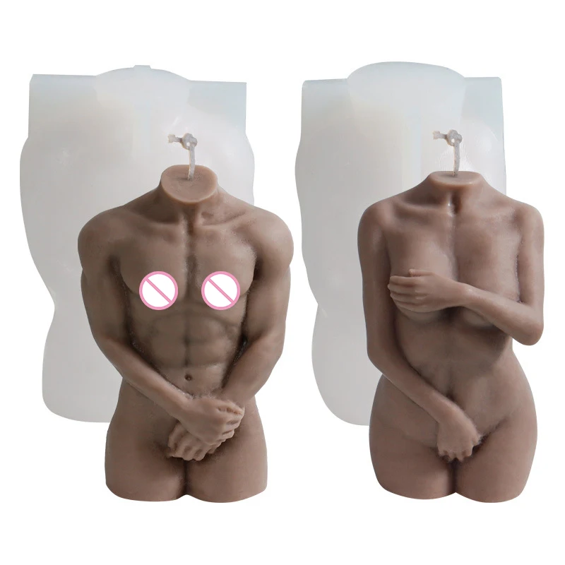 3D Human Body Silicone Candle Mold Shy Male Female Body DIY Cake Chocolate Ornament Mold Handmade Soap Candle Making Resin Mold