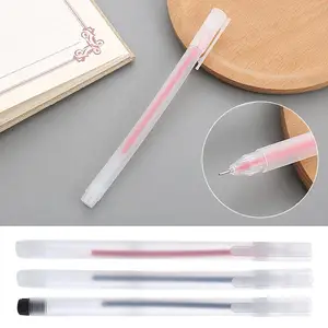 Creative Simple Transparent Frosted Gel Pen 0.5mm Black/Red/Blue Refillable Large Office Stationery Refills School Capacity O6O4