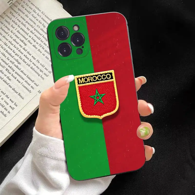 thumbnail image 1 of Funda de silicona suave con bandera de Marruecos para iPhone 14, 13, 12, 11 Pro, Mini, XS, MAX, 8, 7, 6 Plus, X, XS, XR, 1 of 5