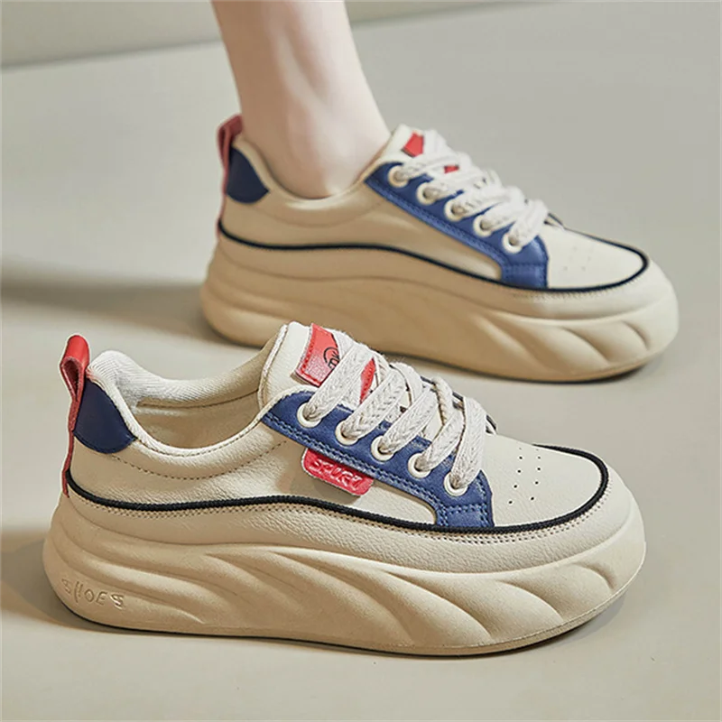 

Женские массивные кроссовки, Вулканизированная подошва, на шнуровке, 4 см, Спортивная повседневная обувь