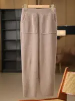 New Classy Autumn Winter Soft Thick Warm Wool Women Pencil Pants Woman 100% Merino Wool Trousers Elastic Waist Knited Wool Pants - Image 2