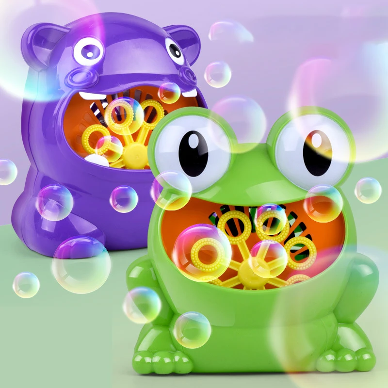 New Bubble Gun Cute Frog Automatic Bubble Machine Soap Water Bubble Blower Music Outdoor Toys for Kids juguetes brinquedos Toy 2