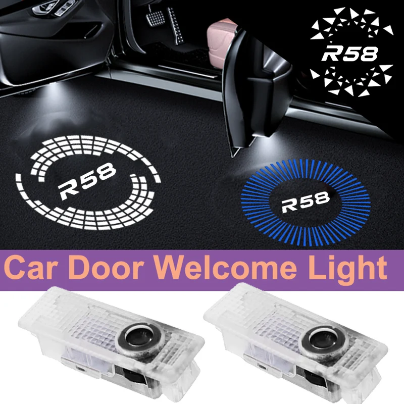 LED 자동차 문짝 환영 조명, 미니 쿠퍼 JCW R58 2011-2014 장식 그림자 예절 유령 프로젝터 배지 램프 액세서리, 2 개