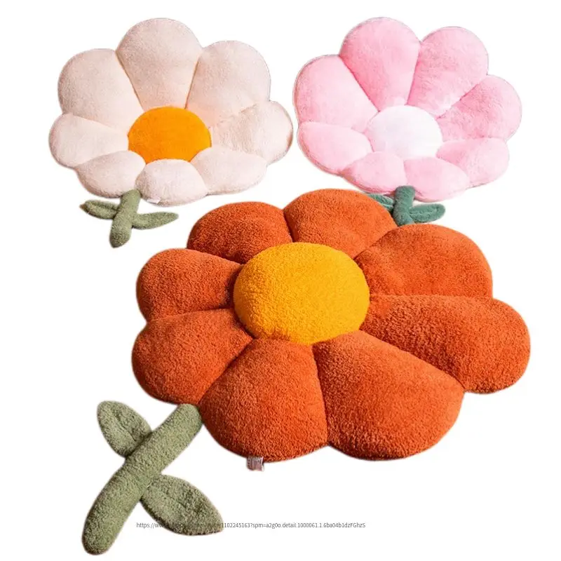 InsFlowerPillowOfficeChairLumbarBackCushionCutePlushSofa