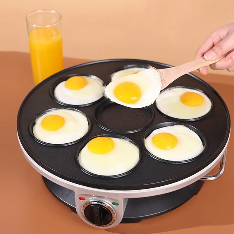 220V 1200W Electric Crepe Pancake Maker Machine Omelette Pizza 7 Holes Fried Egg Burgers Machine Non-stick Big Diameter Ovenware 5