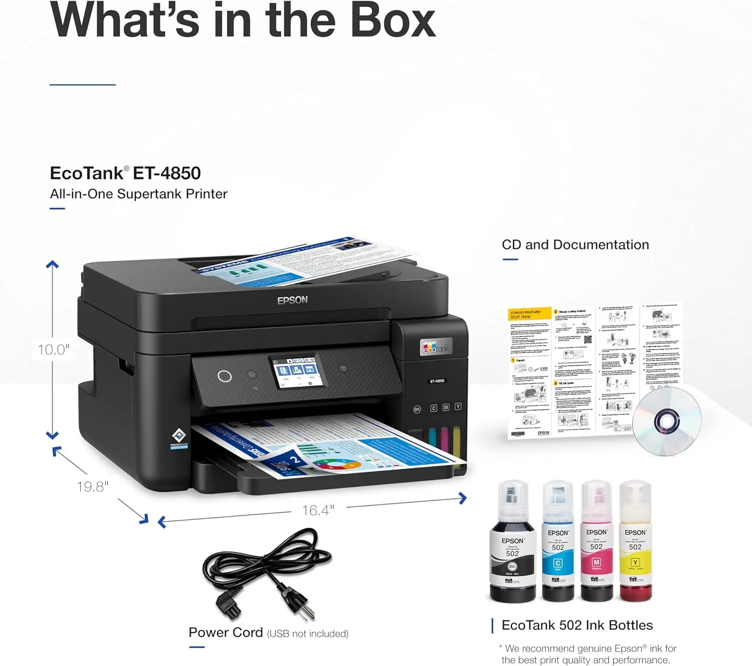 EcoTank ET-4850 Wireless All-in-One Cartridge-Free Supertank Printer with Scanner, Copier, Fax, ADF and Ethernet 5