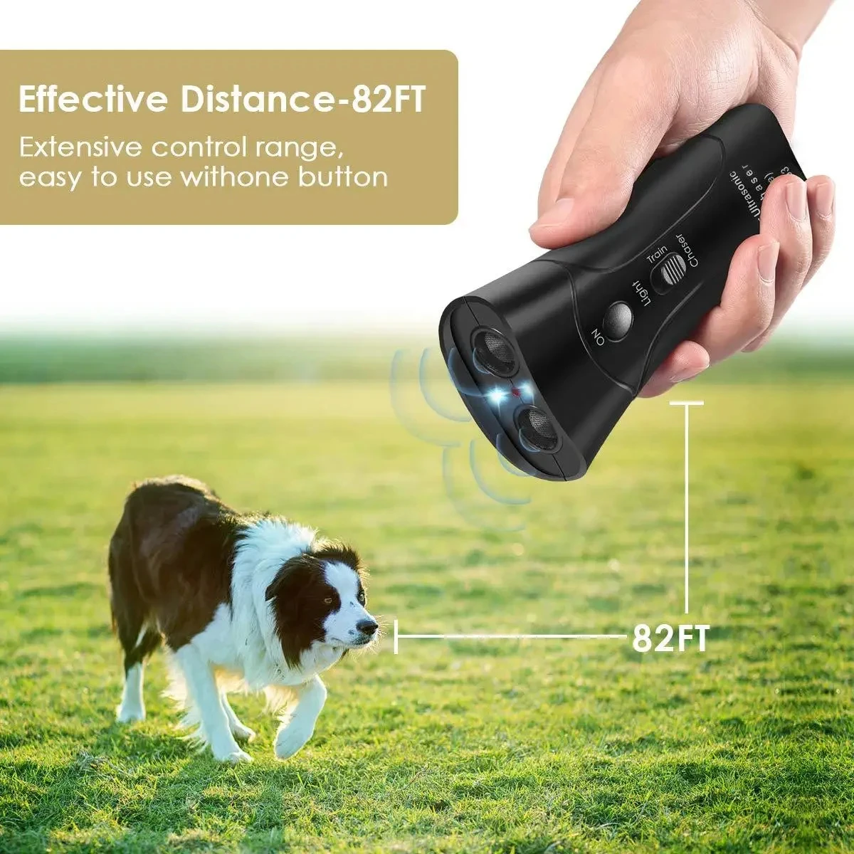Ultrasonic Dog Repeller Anti Barking Device LED Black ABS